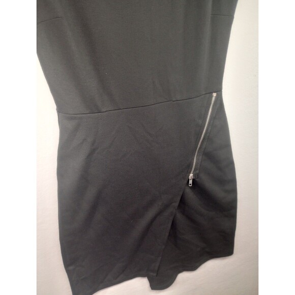 NWT Three Pink Hearts Dress Black Zipper Mini Size S Faux Wrap Front Stretch - Picture 5 of 14